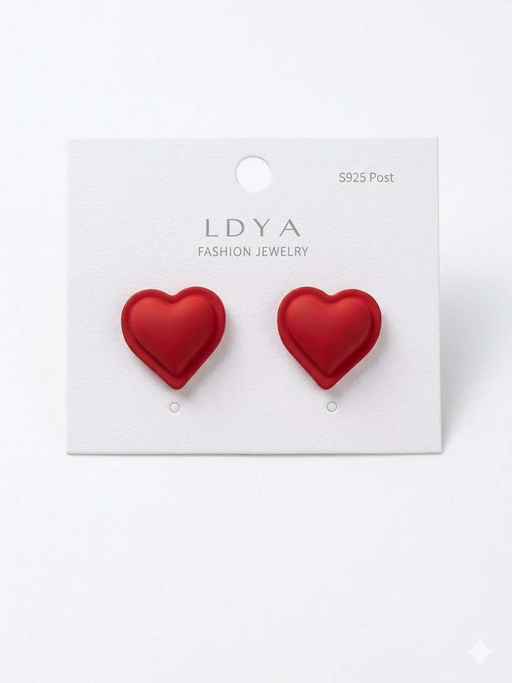 LDYA Fashion Jewelry Red Heart Stud Earrings S925 Post